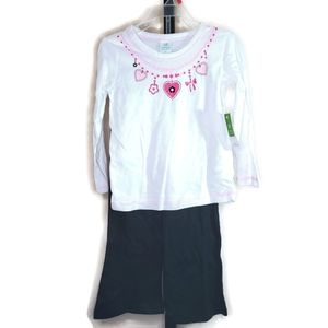 Bobbie Brooks 2 Piece Set White Long Sleeve Shirt and Black Pull On Pants 3T